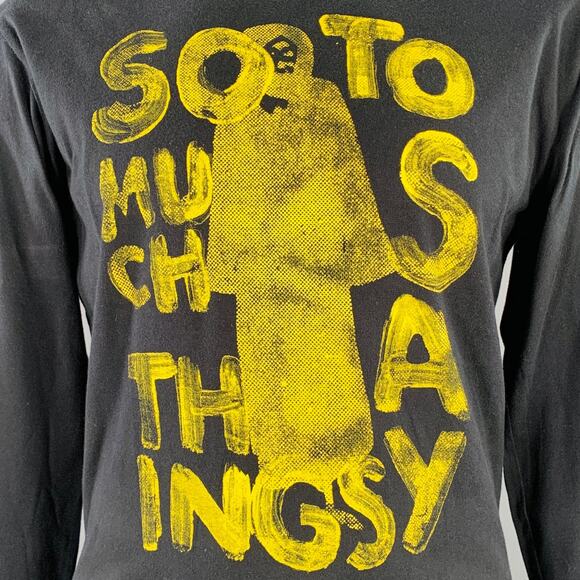 Size  XL Black Yellow Graphic Print Cotton Crew Neck Pullover - Picture 2 of 6